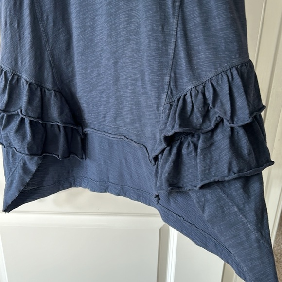 Wilt Blue Racerback Hi Lo Dress w Ruffled & Raw Hems Navy Cotton w MEASUREMENTS - Picture 4 of 11